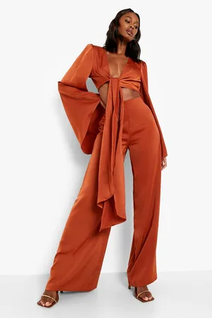 Boohoo Occasion Matte Satin Wide Leg Trousers