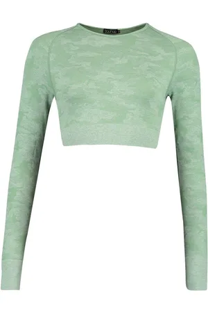 Boohoo Fit Camo Contouring Long Sleeve Crop Top
