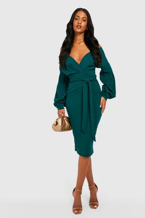 Boohoo Tall Recycled Off The Shoulder Midi Dress