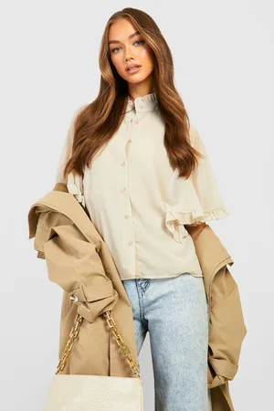 Boohoo Woven Ruffle Angel Sleeve Blouse