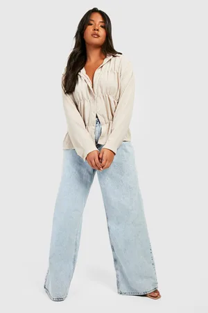 Boohoo Plus Crinkle Textured Tiered Shirt Blouse
