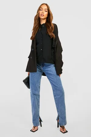 Boohoo Woven Ruffle Angel Sleeve Blouse
