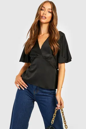 Boohoo Angel Sleeve Peplum Blouse