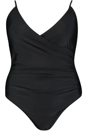 Boohoo Plus Control Wrap Over Swimsuit