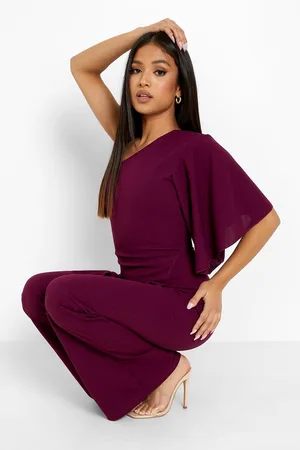 Boohoo Petite One Shoulder Wrap Jumpsuit