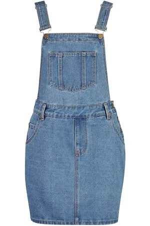 Boohoo Denim Dungaree Pinafore Dress