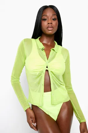 Boohoo Neon Mesh Beach Shirt