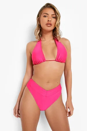 Boohoo Neon Ruched V Front Bikini Brief
