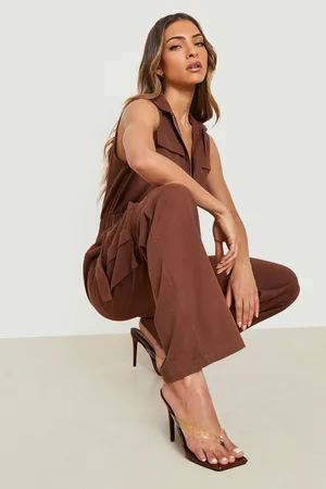 Boohoo Zip Up Cargo Denim Jumpsuit