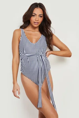 Boohoo Maternity Nautical Tie Waist Swimsuit