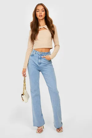 Boohoo Ripple Rib Twist Front Long Sleeve Crop Top