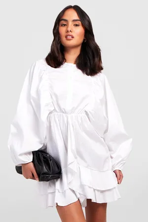 Boohoo Cotton Volume Sleeve Shirt Dress