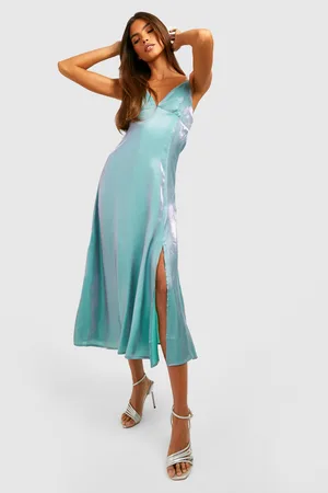 Boohoo Shimmer Satin Strappy Slip Dress