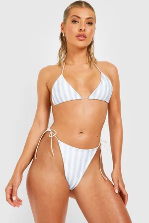 Boohoo Watercolour Nautical Triangle Tie Side Bikini Set