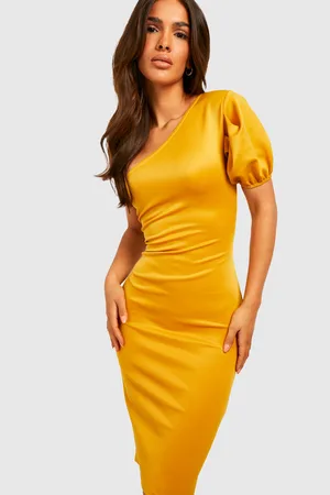Boohoo Scuba One Shoulder Midi Dress