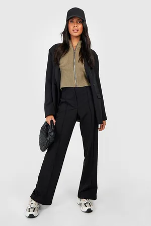 Boohoo Rib Knitted Zip Through Cardigan
