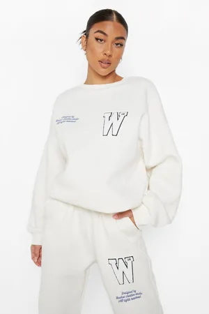 Boohoo W Towelling Applique Sweater Tracksuit