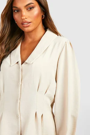 Boohoo Textured Seam Detail Volume Sleeve Blouse