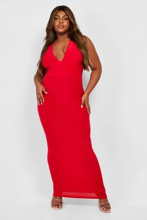 Boohoo Plus Corset Detail Halter Neck Maxi Dress