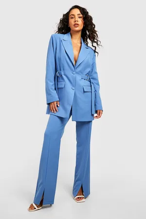 Boohoo Split Front Tailored Straight Leg Trousers
