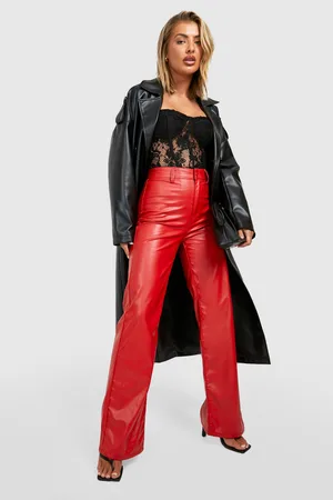 Boohoo Zip Hem High Waist Pu Trouser