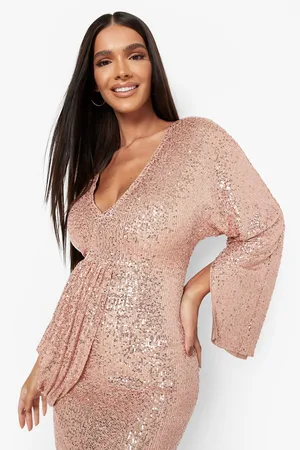 Boohoo Sequin One Shoulder Drape Maxi Party Dress