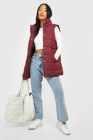 Boohoo Petite Zip Detail Funnel Neck Gilet