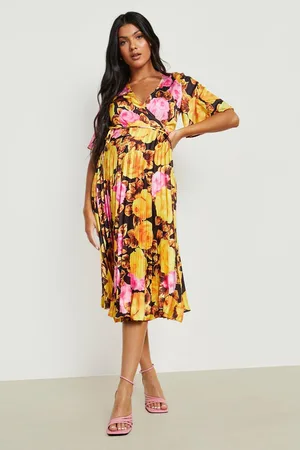 Boohoo Maternity Occasion Floral Wrap Midi Dress