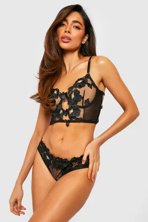 Boohoo Rose Mesh 2pc Lingerie Set