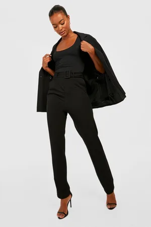 Boohoo Tall Self Fabric Belt Tapered Trouser