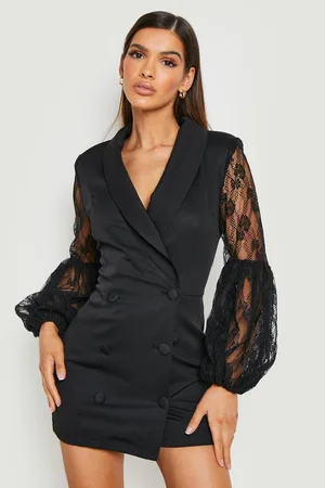 Boohoo Lace Sleeve Blazer Playsuit