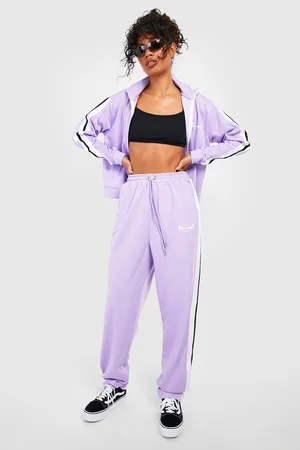 Boohoo Tricot Tape Detail Zip Through Tracksuit