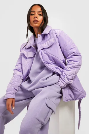 Boohoo Petite Diamond Quilted Belted Shacket