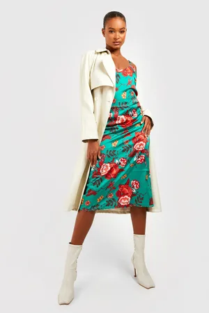 Boohoo Tall Floral Satin Slip Dress