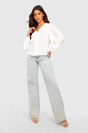 Boohoo Pleated Chiffon Peplum Blouse