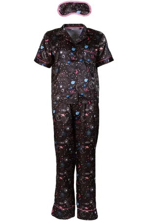 Boohoo Satin Galaxy Print PJ Shirt