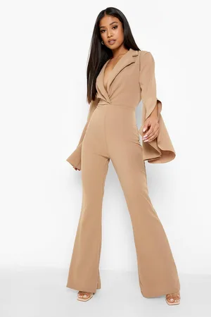 Boohoo Petite Flare Cuff Wrap Jumpsuit