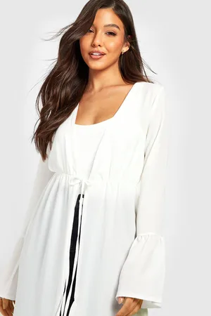 Boohoo Chiffon Ruffle Detail Tie Kimono