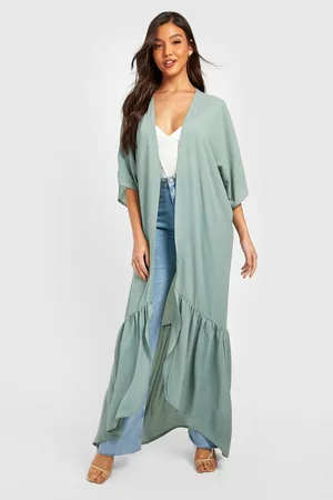Boohoo Chiffon Maxi Ruffle Hem Kimono
