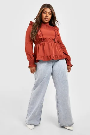 Boohoo Plus Ruffle Detail Blouse