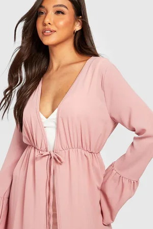 Boohoo Chiffon Ruffle Detail Tie Kimono