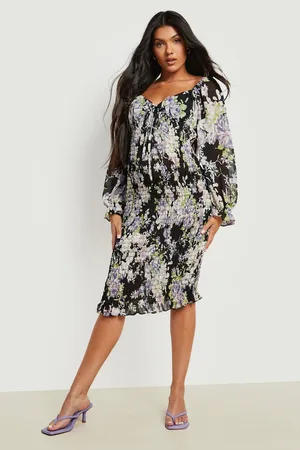 Boohoo Maternity Floral Shirred Midi Dress