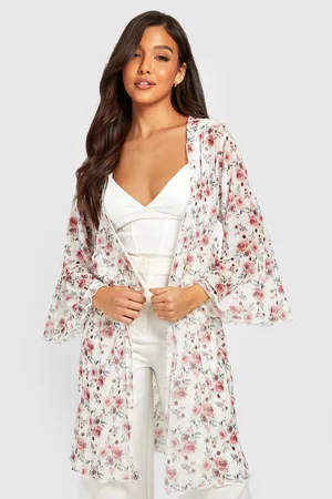 Boohoo Floral Print Mesh Kimono