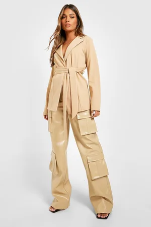 Boohoo Basic Jersey Fitted Tie Waist Blazer
