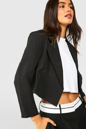 Boohoo Basic Woven Plunge Lapel Crop Blazer