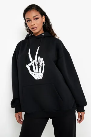 Boohoo Halloween Oversized Skeleton Hand Hoodie