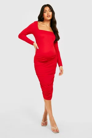 Boohoo Maternity Square Neck Ruched Midi Dress