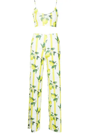 Boohoo Fruit Stripe Print Bralet & Wide Leg Trouser Co-Ord
