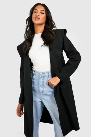 Boohoo Hooded Wool Look Coat