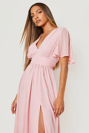 Boohoo Chiffon Angel Sleeve Midi Dress